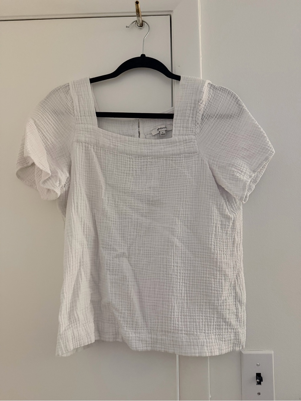 Madewell White Gauze Square-Neck Blouse